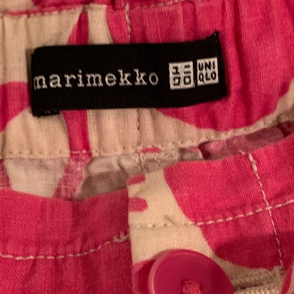 4/$20 Uniqlo Marimekko Pink Floral High Waisted Linen Blend Shorts, Size Small - Picture 11 of 12